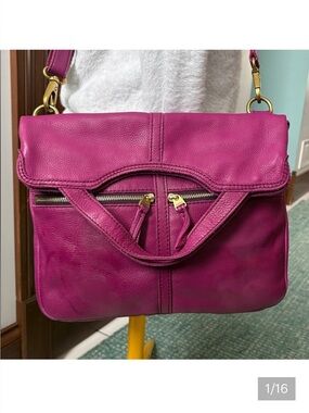 Fossil  Shoulder/ Crossbody bag Gen leather   Gorgeous raspberry  fold over flap